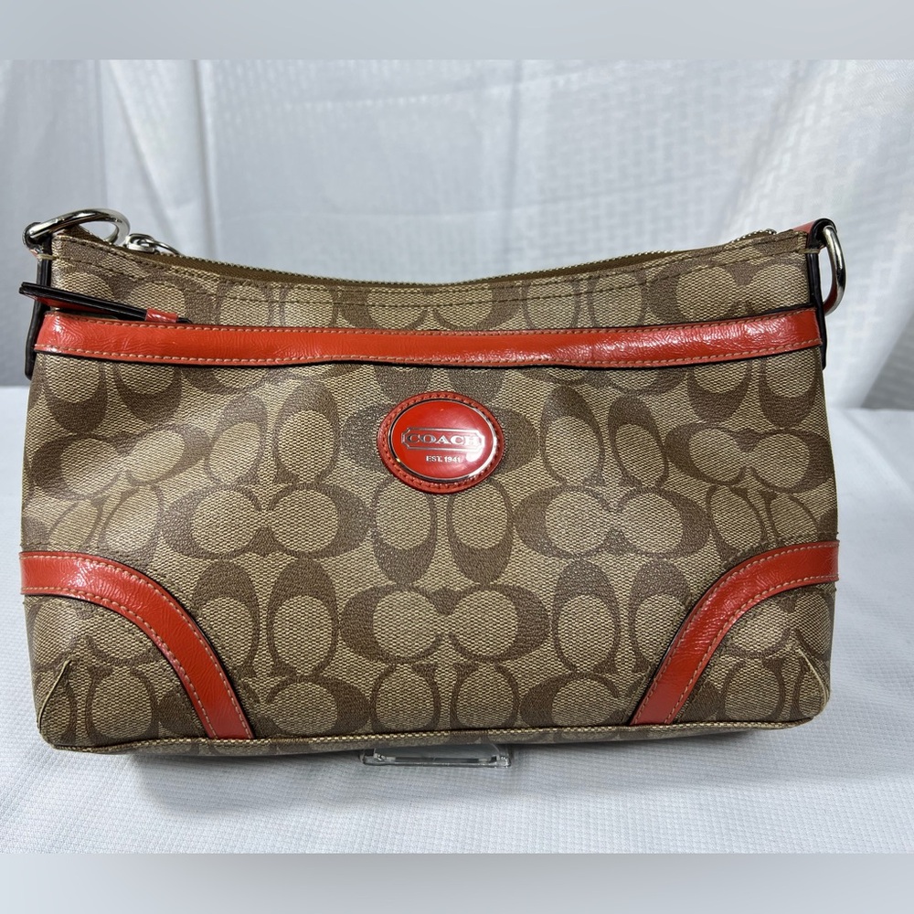 4150: Coach Signature Jacquard Convertible Crossbody Shoulder Bag Khaki Salmon